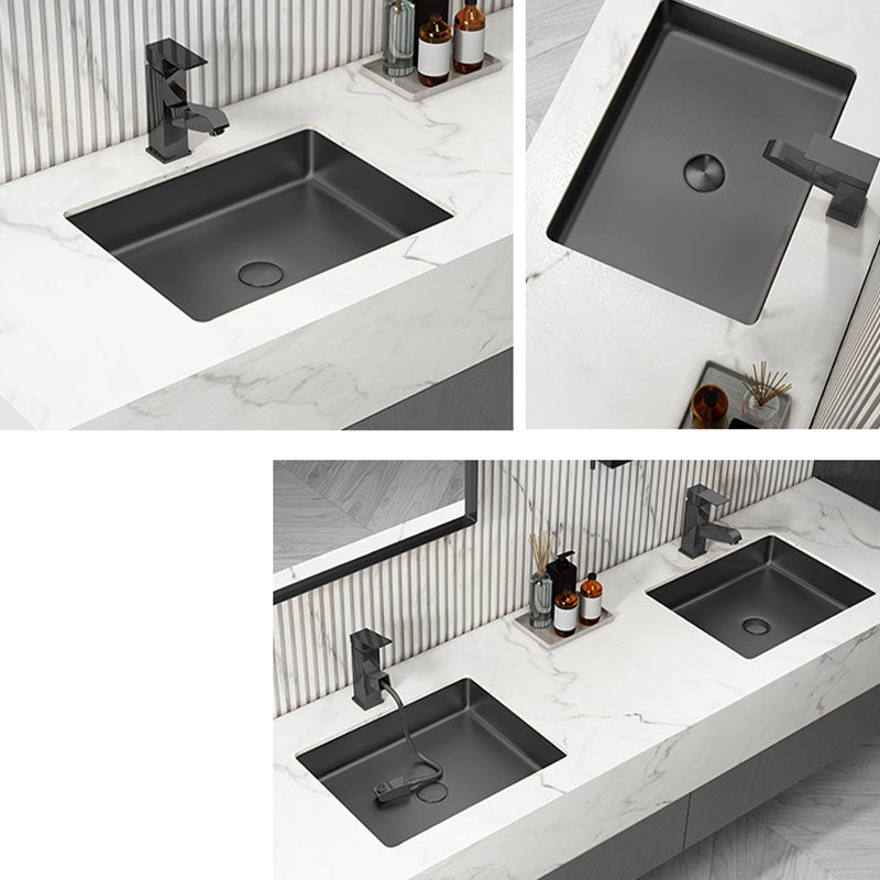 Modern Bathroom Sink Metal Rectangular Drop-in Bathroom Sink with Pop-Up Drain