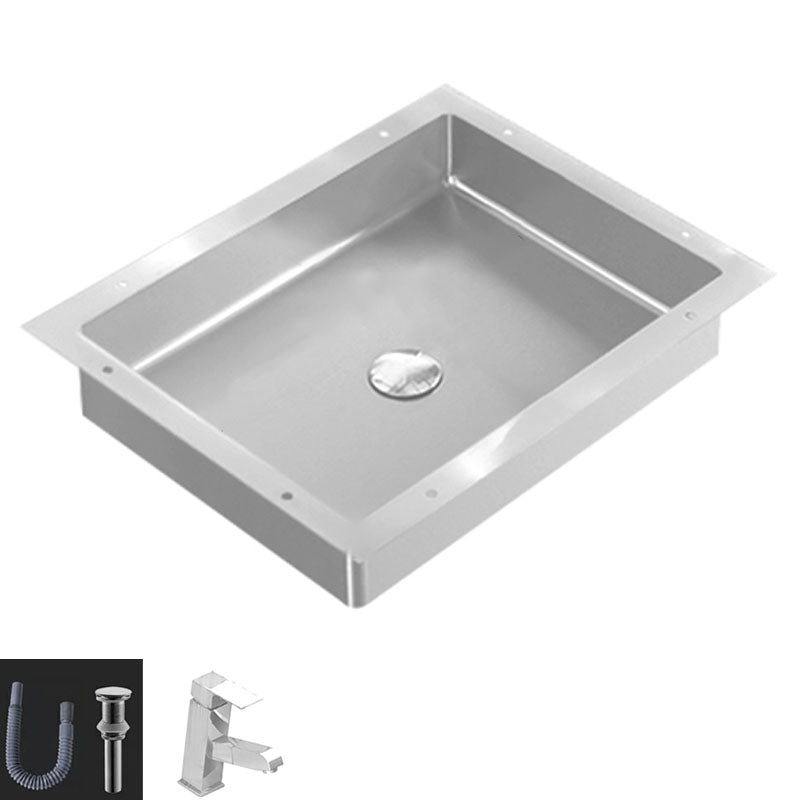 Modern Bathroom Sink Metal Rectangular Drop-in Bathroom Sink with Pop-Up Drain