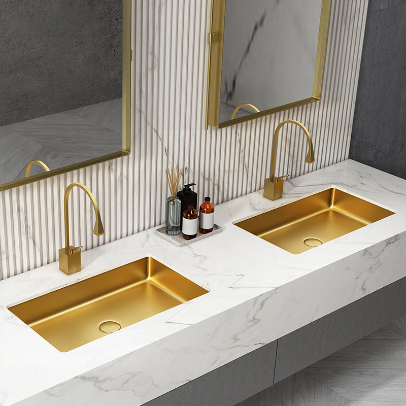 Contemporary Bathroom Sink Metal Rectangular Drop-in Bathroom Sink with Pop-Up Drain