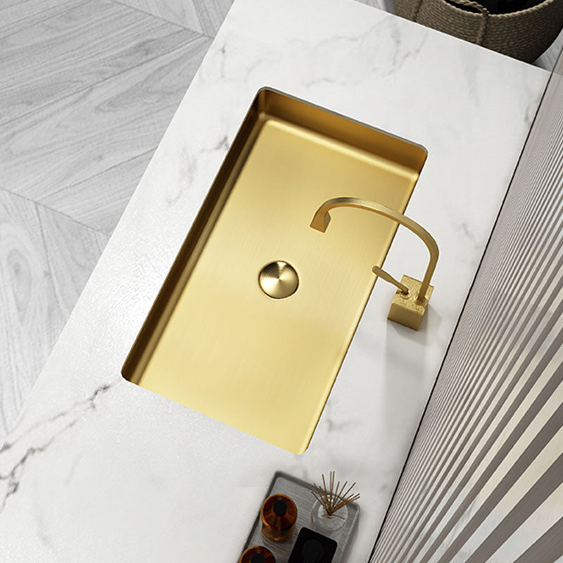 Contemporary Bathroom Sink Metal Rectangular Drop-in Bathroom Sink with Pop-Up Drain
