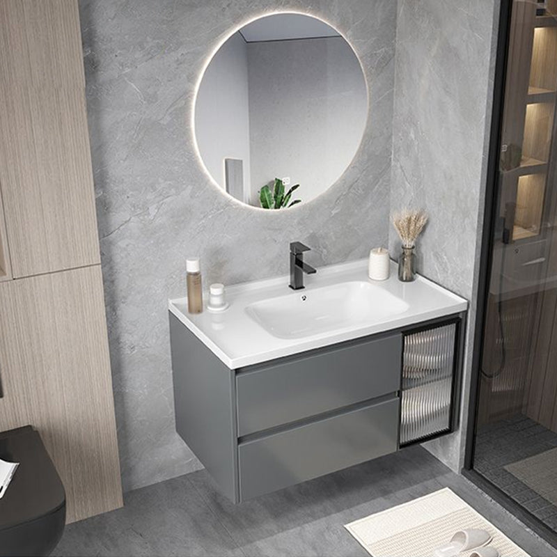 Modern Gray Vanity Sink Mirror Cabinet Wall-Mounted Bathroom Vanity Cabinet with Drawers
