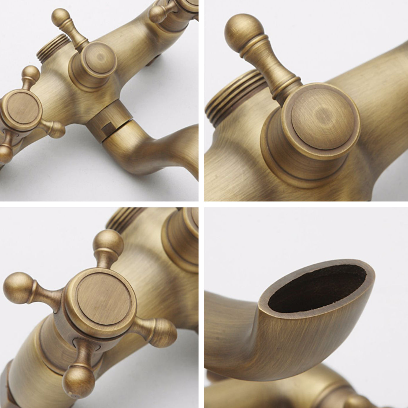 Traditional Floor Mounted Metal Freestanding Tub Filler Double Handles Bathtub Faucet
