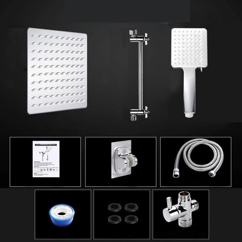 Contemporary Shower Combo Dual Shower Head Ceiling Mounted Metal Square Shower Head