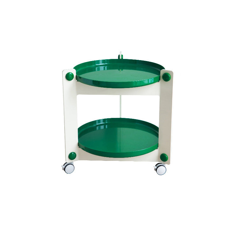 Modern Acrylic Round Side Table with Casters Tray Top 2 - Tier End Table Set