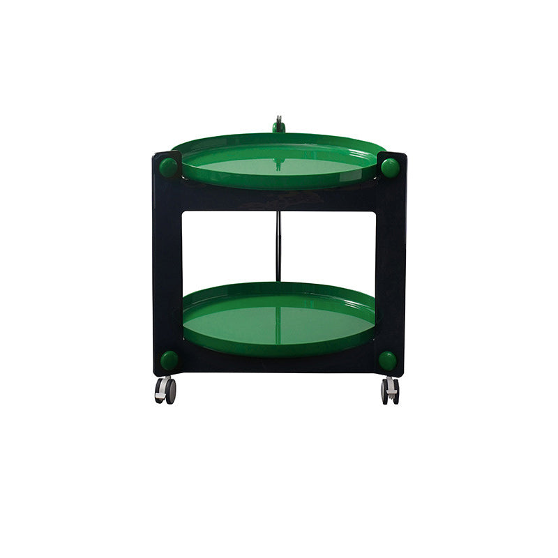Modern Acrylic Round Side Table with Casters Tray Top 2 - Tier End Table Set