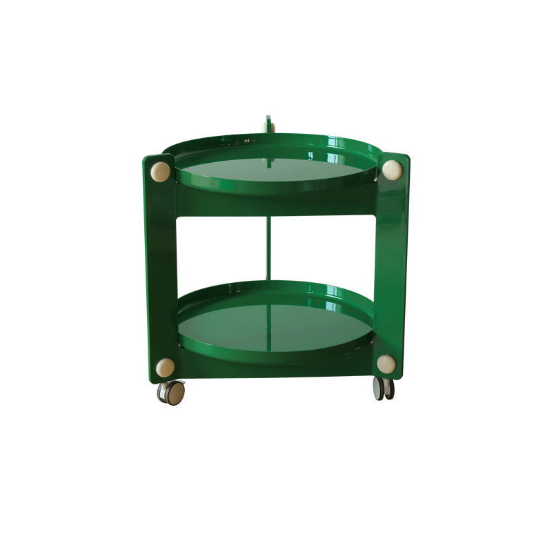 Modern Acrylic Round Side Table with Casters Tray Top 2 - Tier End Table Set