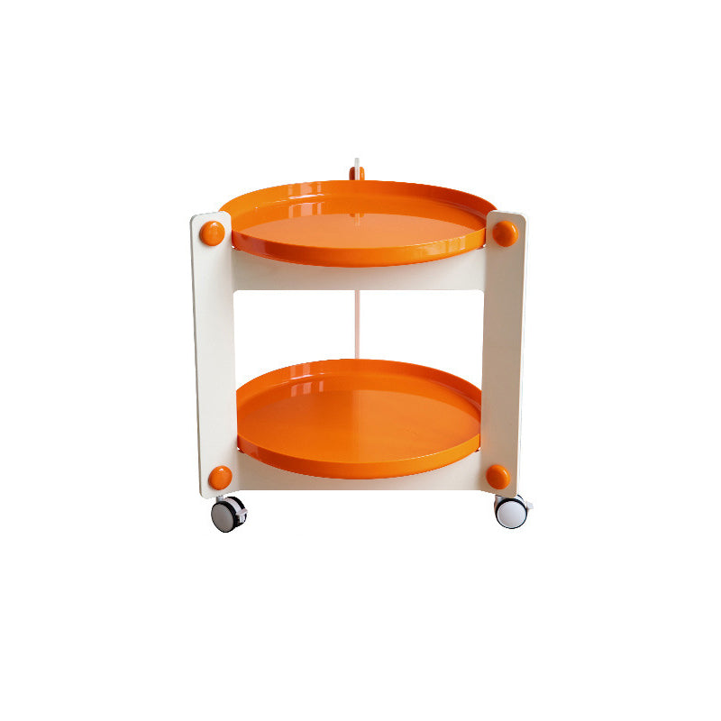 Modern Acrylic Round Side Table with Casters Tray Top 2 - Tier End Table Set