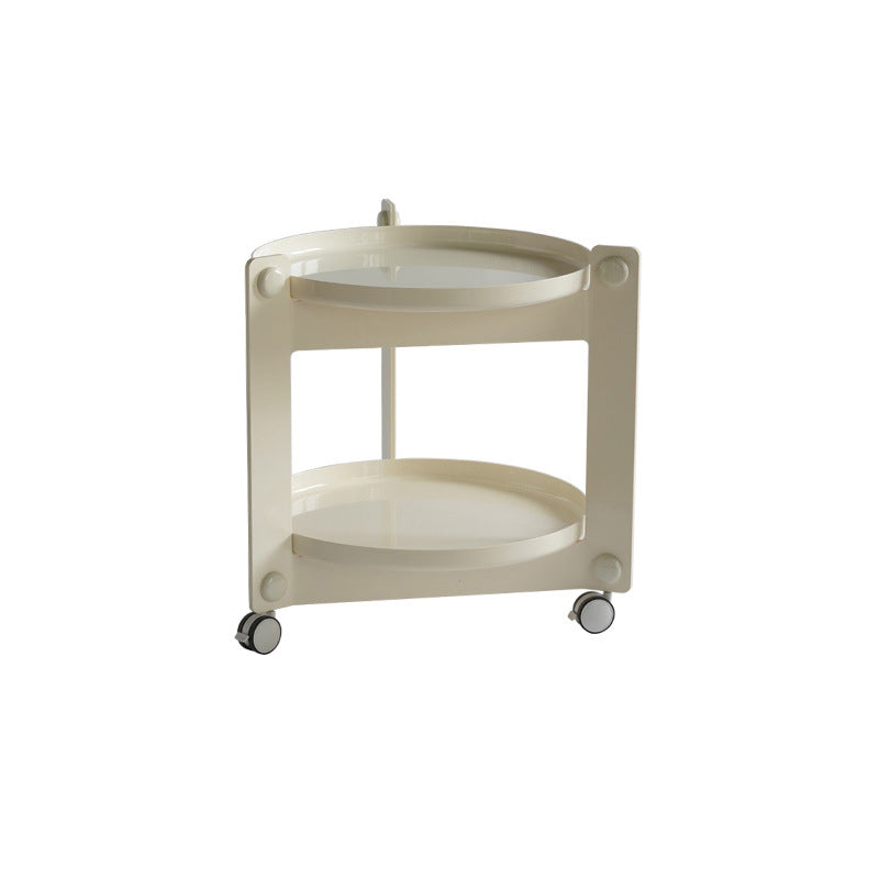 Modern Acrylic Round Side Table with Casters Tray Top 2 - Tier End Table Set