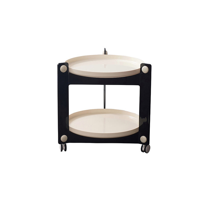 Modern Acrylic Round Side Table with Casters Tray Top 2 - Tier End Table Set