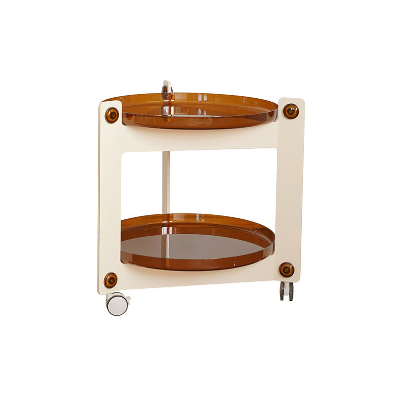 Modern Acrylic Round Side Table with Casters Tray Top 2 - Tier End Table Set