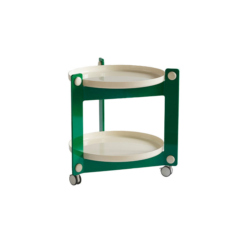 Modern Acrylic Round Side Table with Casters Tray Top 2 - Tier End Table Set