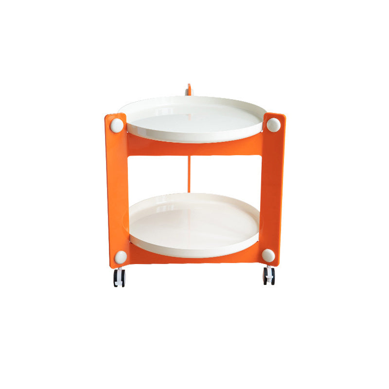 Modern Acrylic Round Side Table with Casters Tray Top 2 - Tier End Table Set