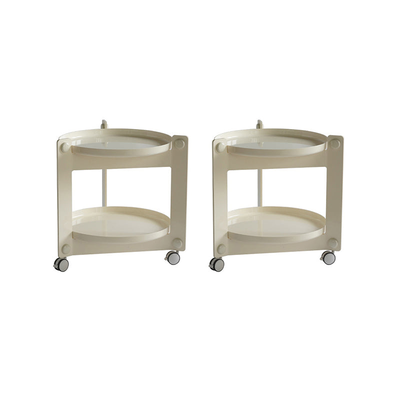 Modern Acrylic Round Side Table with Casters Tray Top 2 - Tier End Table Set