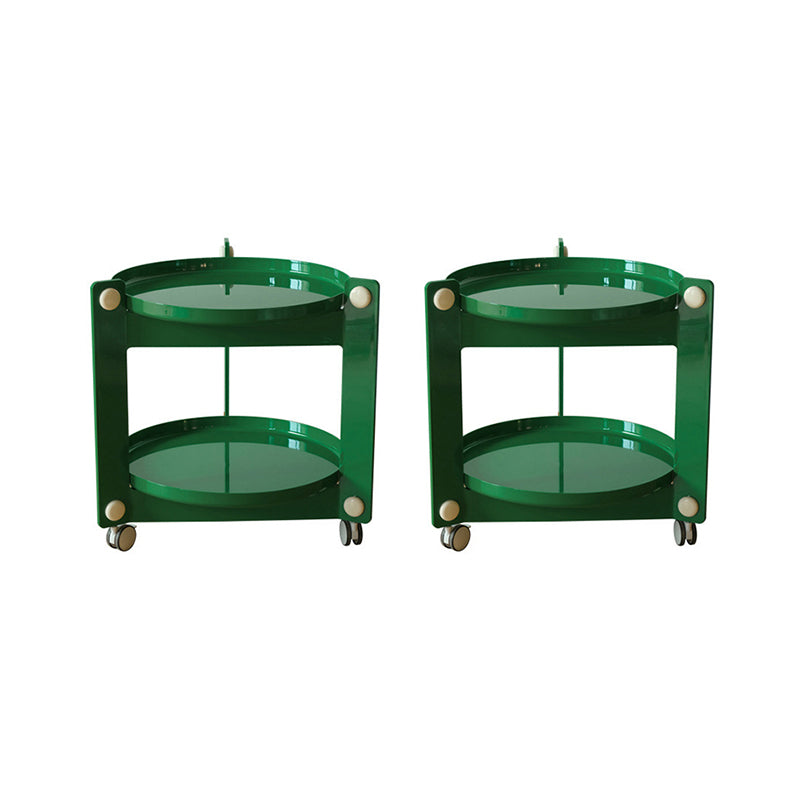 Modern Acrylic Round Side Table with Casters Tray Top 2 - Tier End Table Set