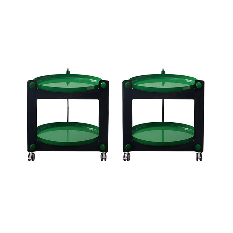 Modern Acrylic Round Side Table with Casters Tray Top 2 - Tier End Table Set