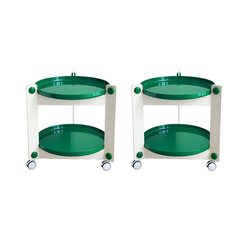 Modern Acrylic Round Side Table with Casters Tray Top 2 - Tier End Table Set