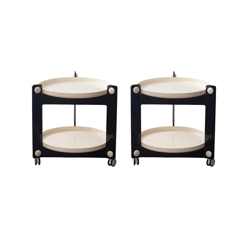 Modern Acrylic Round Side Table with Casters Tray Top 2 - Tier End Table Set