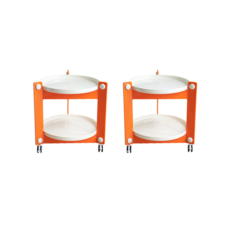 Modern Acrylic Round Side Table with Casters Tray Top 2 - Tier End Table Set