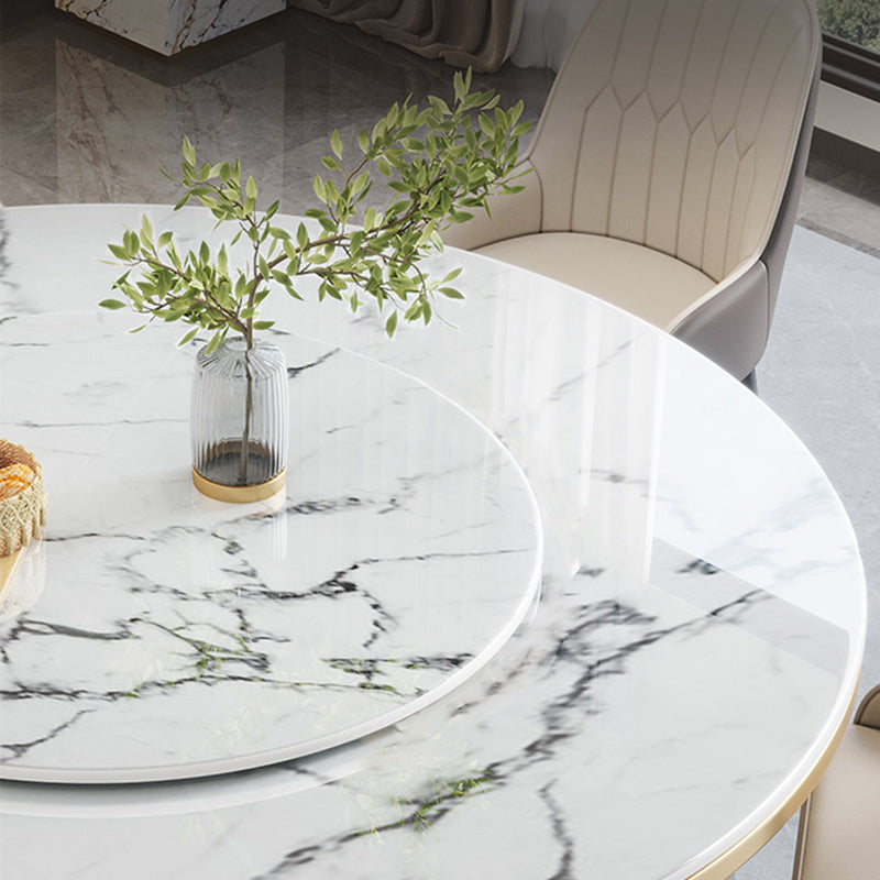 Modern Dining Set 1/5/7 Pcs Round Marble Dining Table and Upholstered Chairs