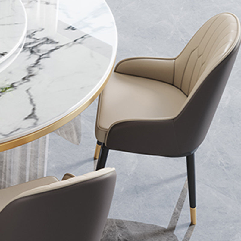 Modern Dining Set 1/5/7 Pcs Round Marble Dining Table and Upholstered Chairs