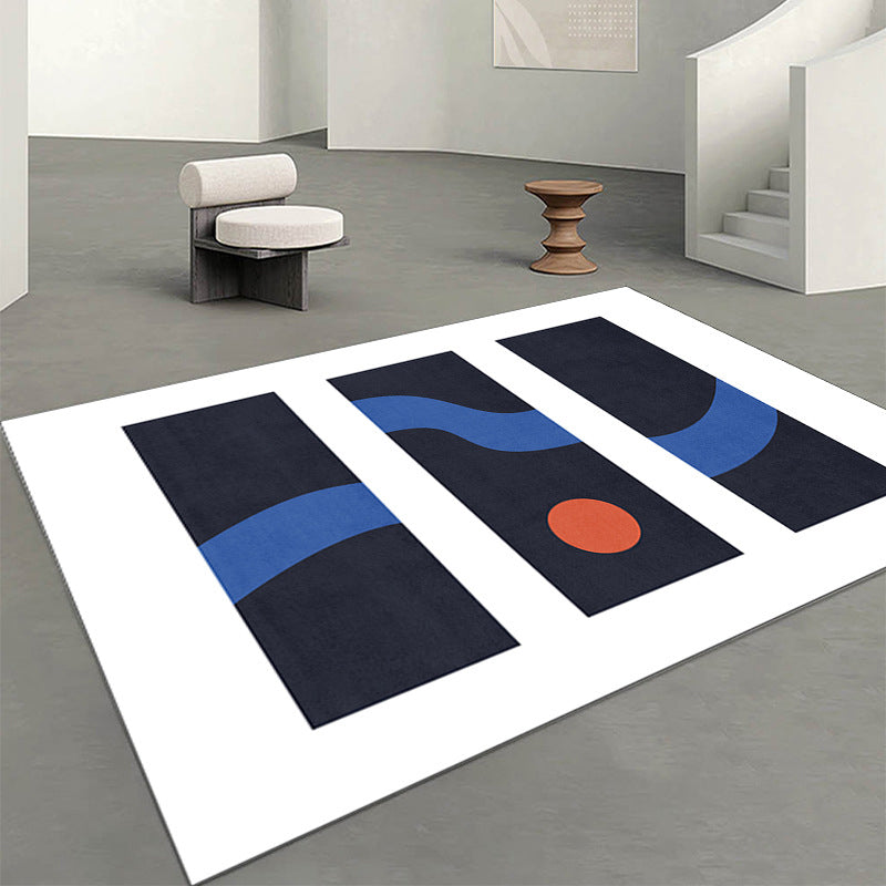 Modern Wine Red Rug Polyester Contrast Color Rug Washable Rug for Living Room