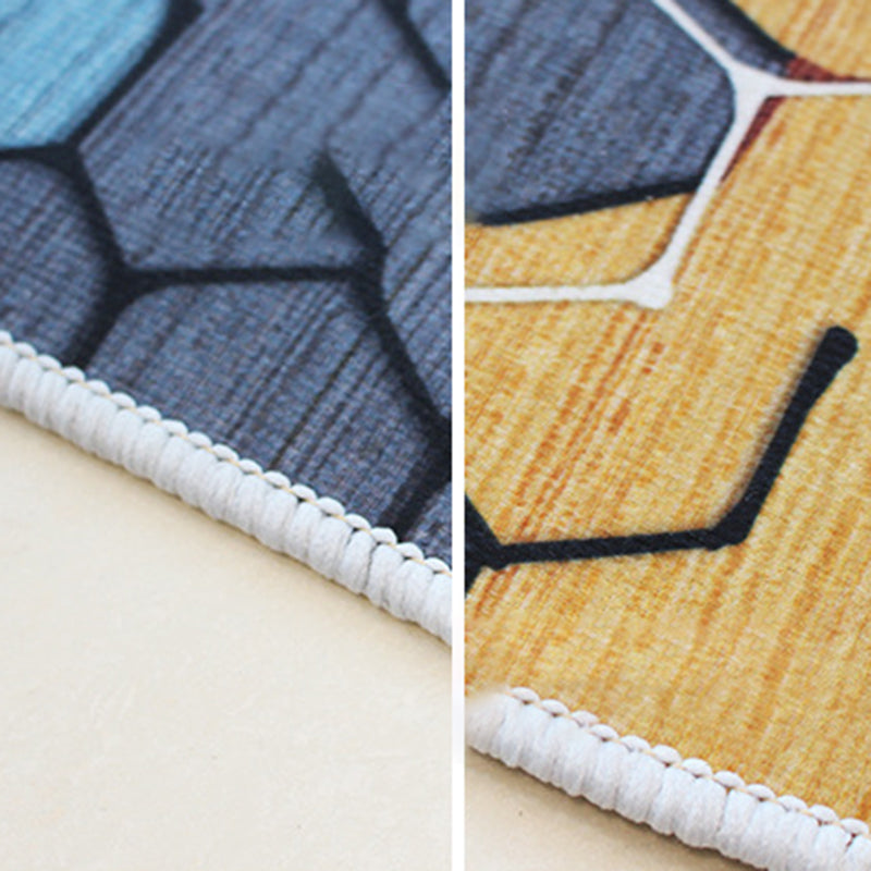 Modern Wine Red Rug Polyester Contrast Color Rug Washable Rug for Living Room