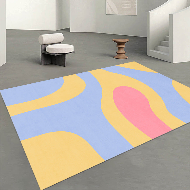 Modern Wine Red Rug Polyester Contrast Color Rug Washable Rug for Living Room