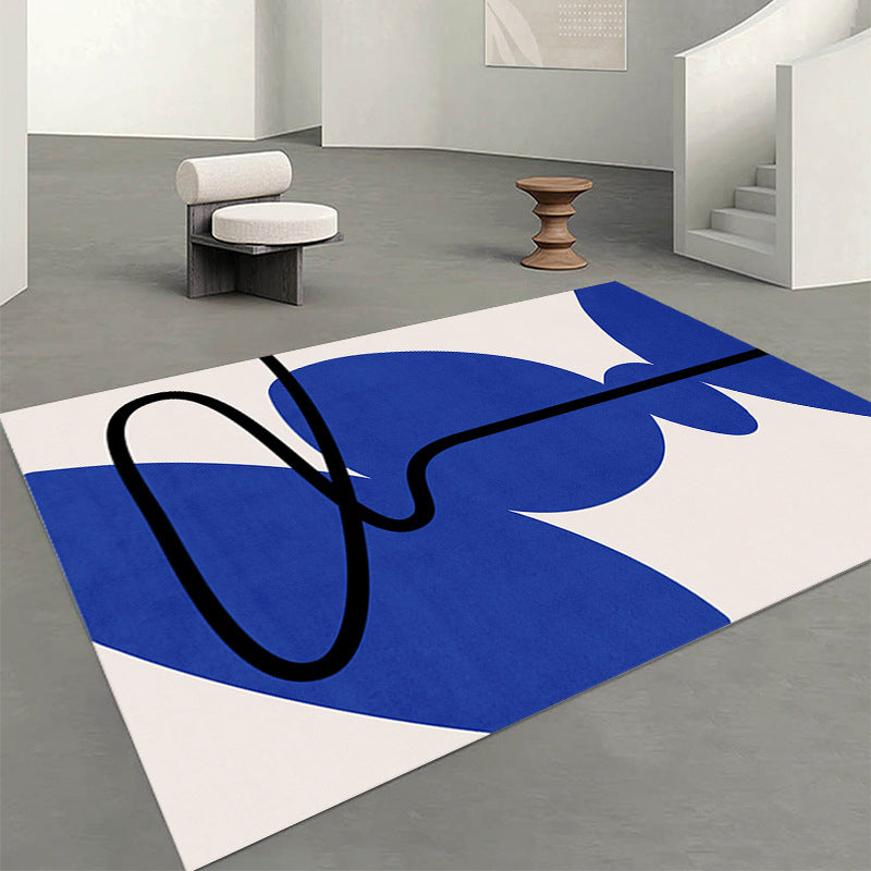 Modern Wine Red Rug Polyester Contrast Color Rug Washable Rug for Living Room