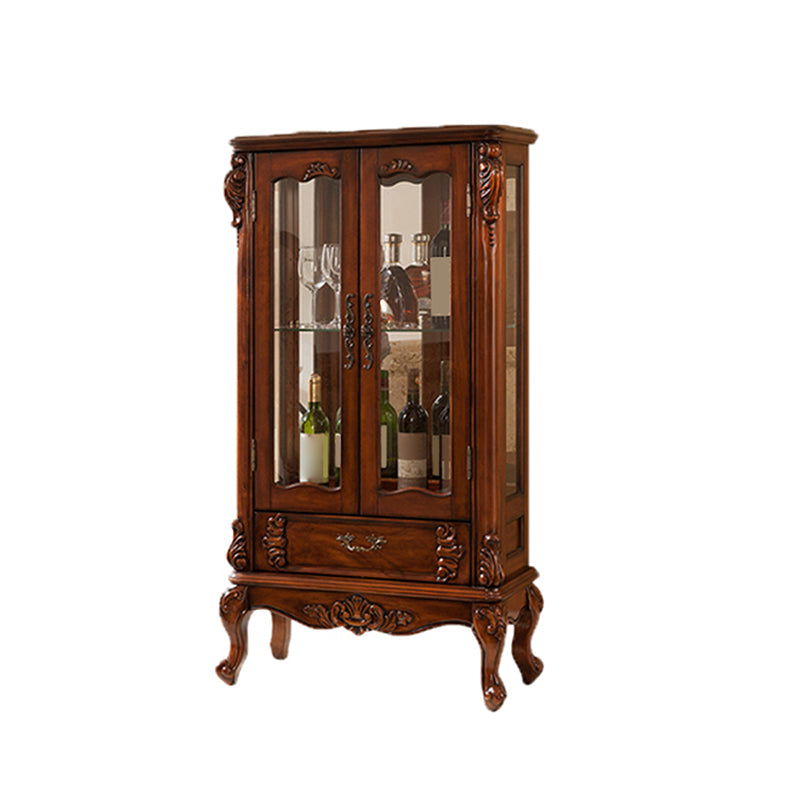 Traditional Birch Curio Cabinet Glass Doors Hutch Buffet with Doors