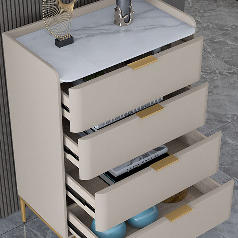 Glam Stone Storage Chest Bedroom 15.7" Wide Vertical Chest with Drawers