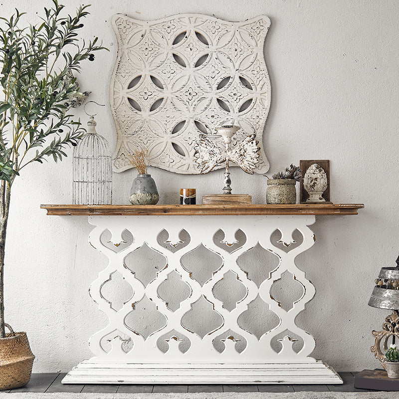 French Country Wood Accent Table Rectangle Console Sofa Table for Hall