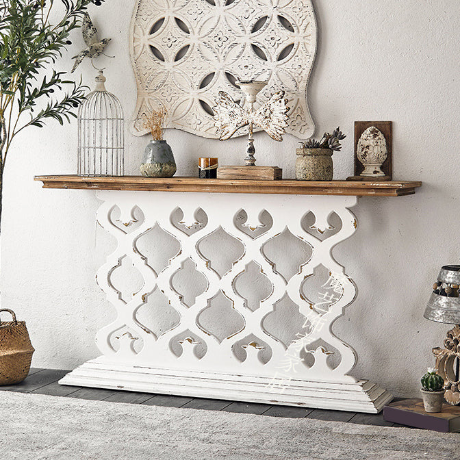 French Country Wood Accent Table Rectangle Console Sofa Table for Hall
