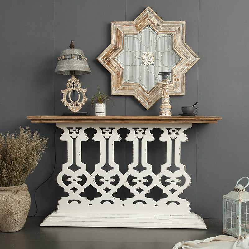 French Country Wood Accent Table Rectangle Console Sofa Table for Hall