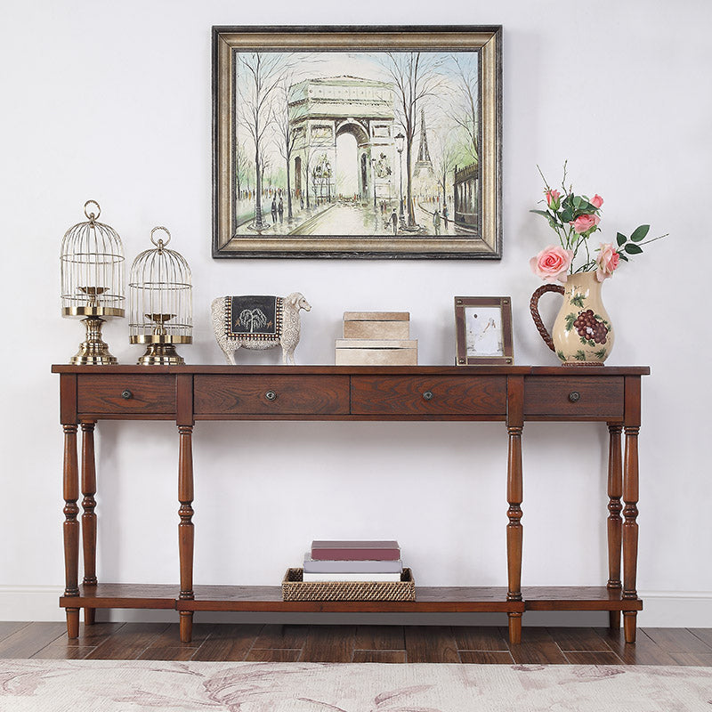 French Country Wood End Table Rectangle Console Sofa Table for Hall