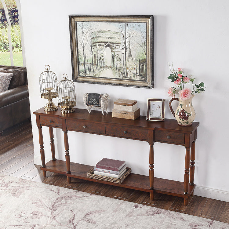 French Country Wood End Table Rectangle Console Sofa Table for Hall