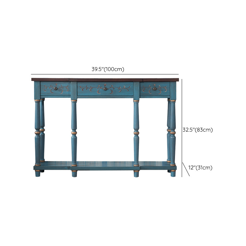 French Country Wood End Table Rectangle Console Sofa Table for Hall