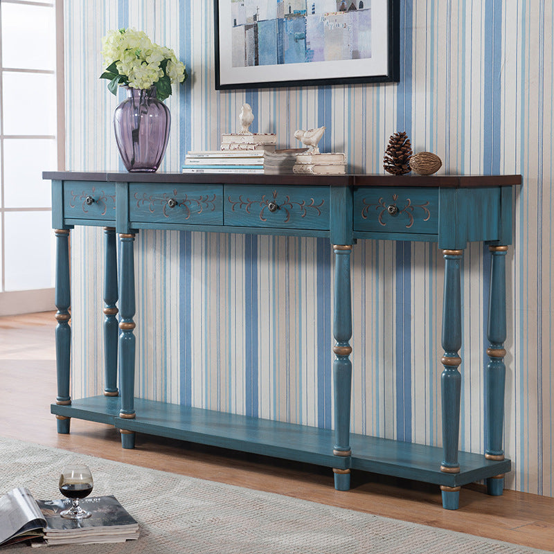 French Country Wood End Table Rectangle Console Sofa Table for Hall