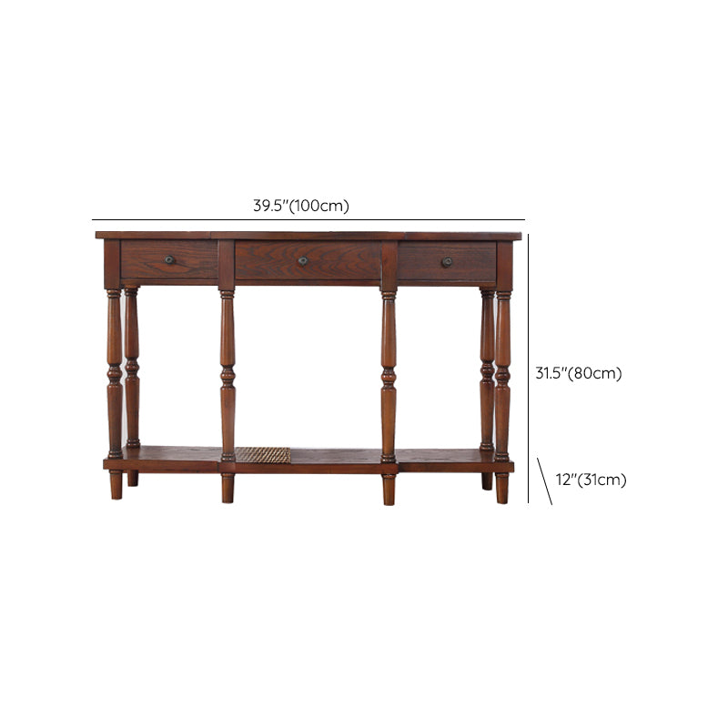 French Country Wood End Table Rectangle Console Sofa Table for Hall