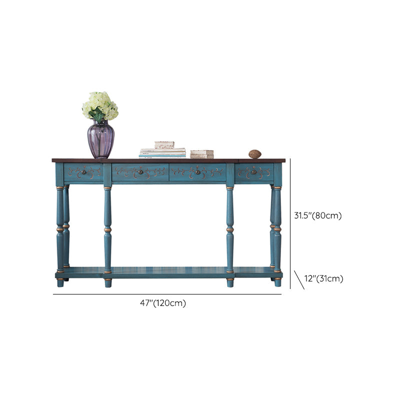 French Country Wood End Table Rectangle Console Sofa Table for Hall
