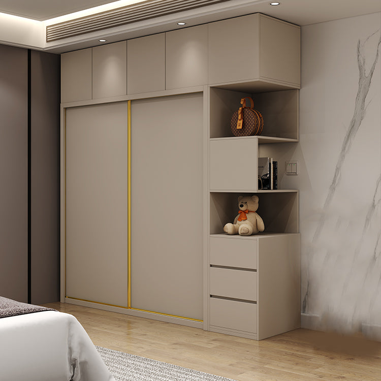 Contemporary Style Wardrobe Wooden Bedroom Wardrobe Closet with Clothes Rail