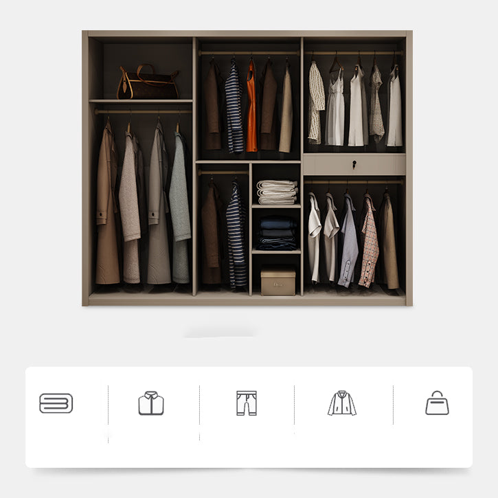 Contemporary Style Wardrobe Wooden Bedroom Wardrobe Closet with Clothes Rail