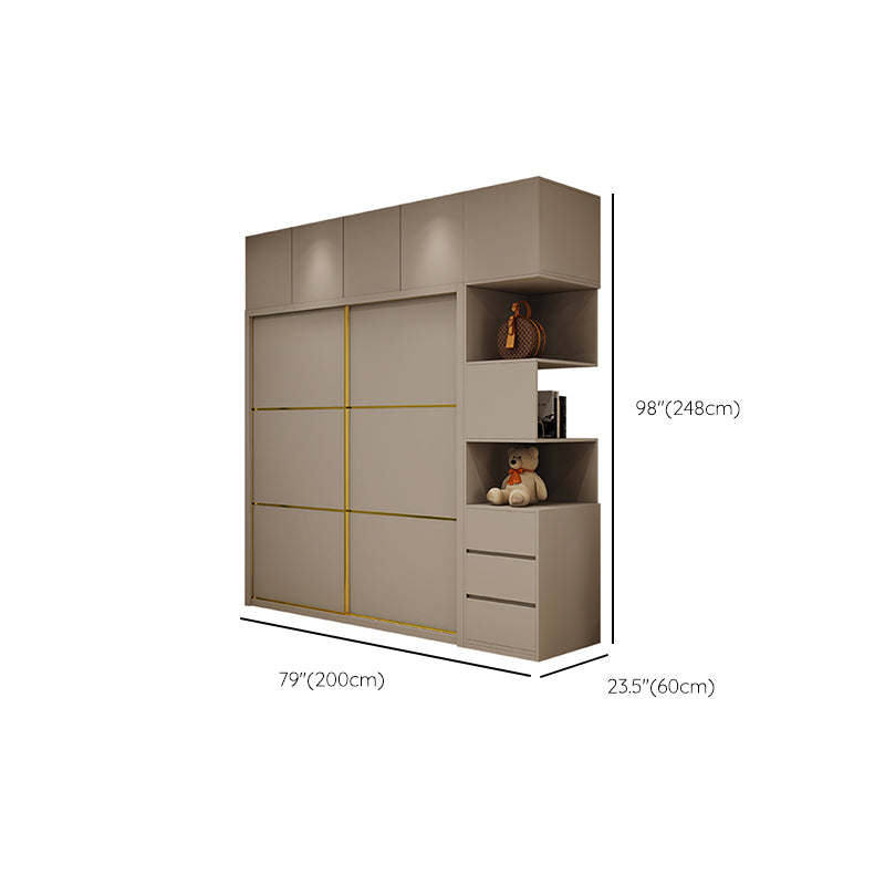 Contemporary Style Wardrobe Wooden Bedroom Wardrobe Closet with Clothes Rail