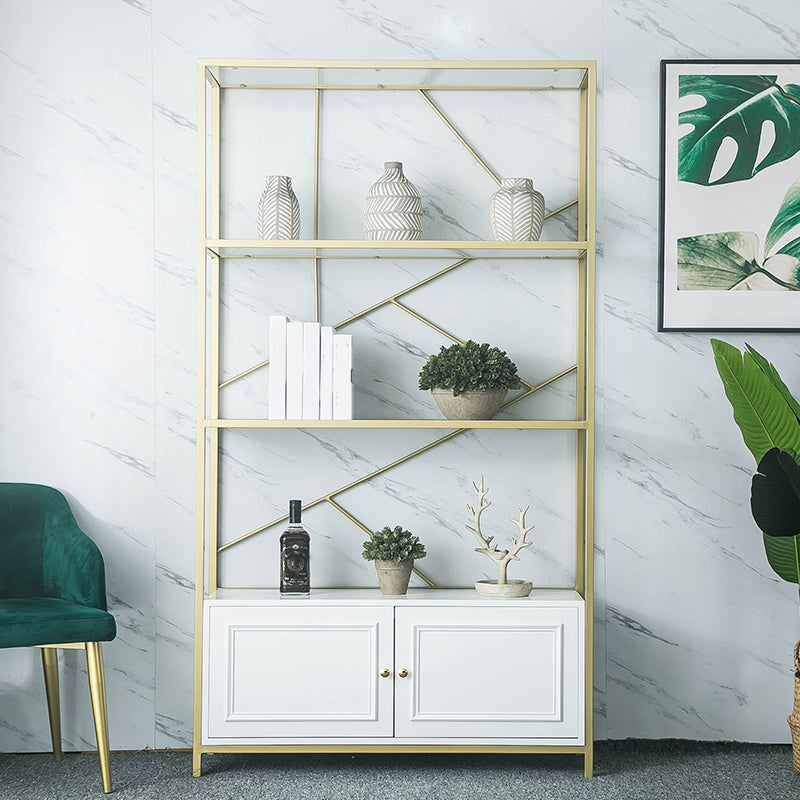 Modern Bookshelf Metal Open Shelf Bookcase with Cabinets for Home Office