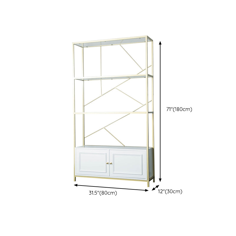 Modern Bookshelf Metal Open Shelf Bookcase with Cabinets for Home Office