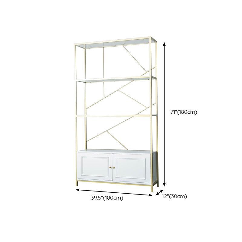 Modern Bookshelf Metal Open Shelf Bookcase with Cabinets for Home Office