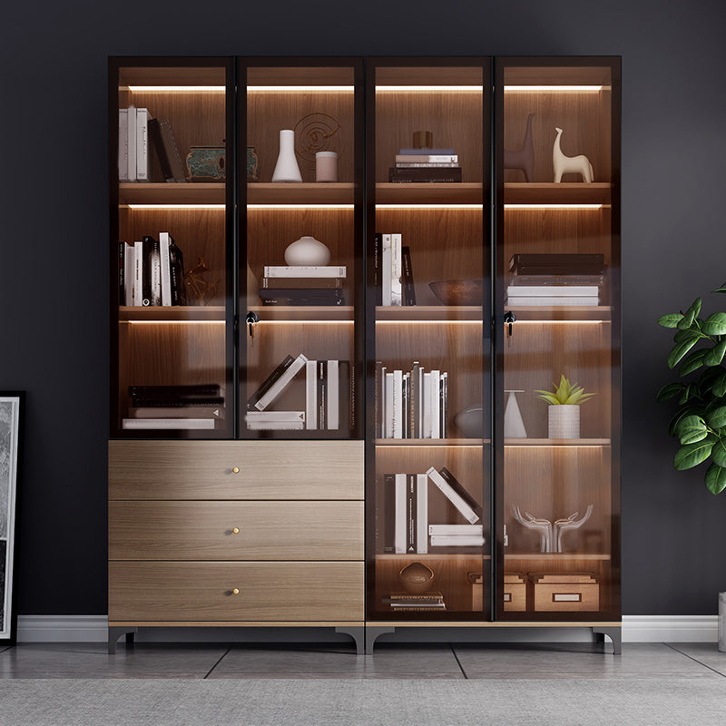 Glam Engineered Wood Bookcase Standard Bookshelf with Cabinets