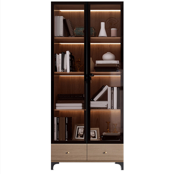 Glam Engineered Wood Bookcase Standard Bookshelf with Cabinets
