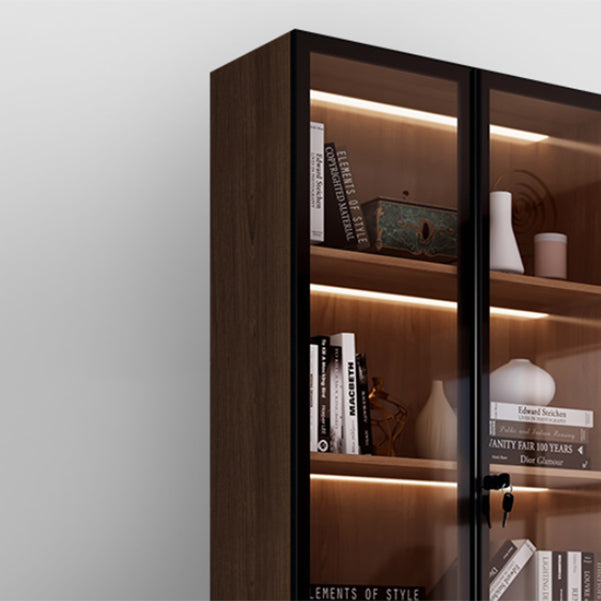Glam Engineered Wood Bookcase Standard Bookshelf with Cabinets