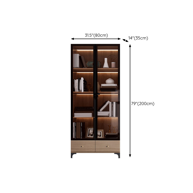 Glam Engineered Wood Bookcase Standard Bookshelf with Cabinets