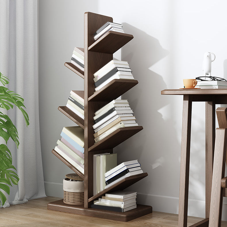 11.81" W Scandinavian Shelf Bookcase Antique Finish Bookshelf with Shelves